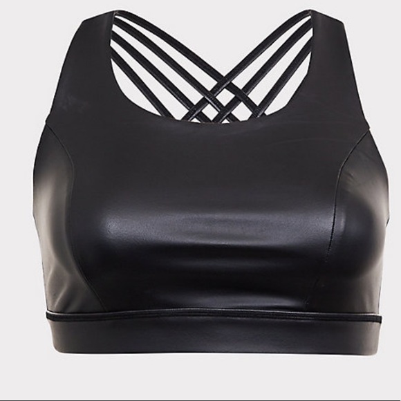 Torrid NWT Black Coated Strappy Wicking Sports Bra